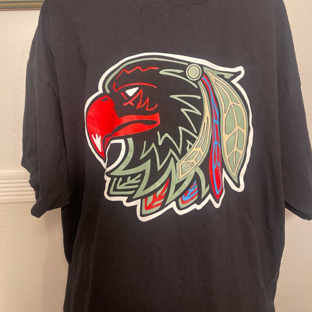 Men's Black Graphic Eagle Tee with Red and Green Accents